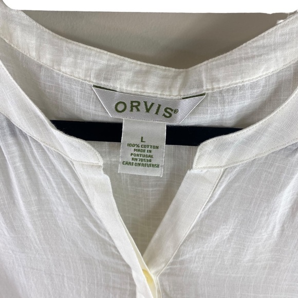 Orvis Tunic Women's 100% Cotton Half Button BoHo Print Blouse Sz Large - Picture 3 of 7